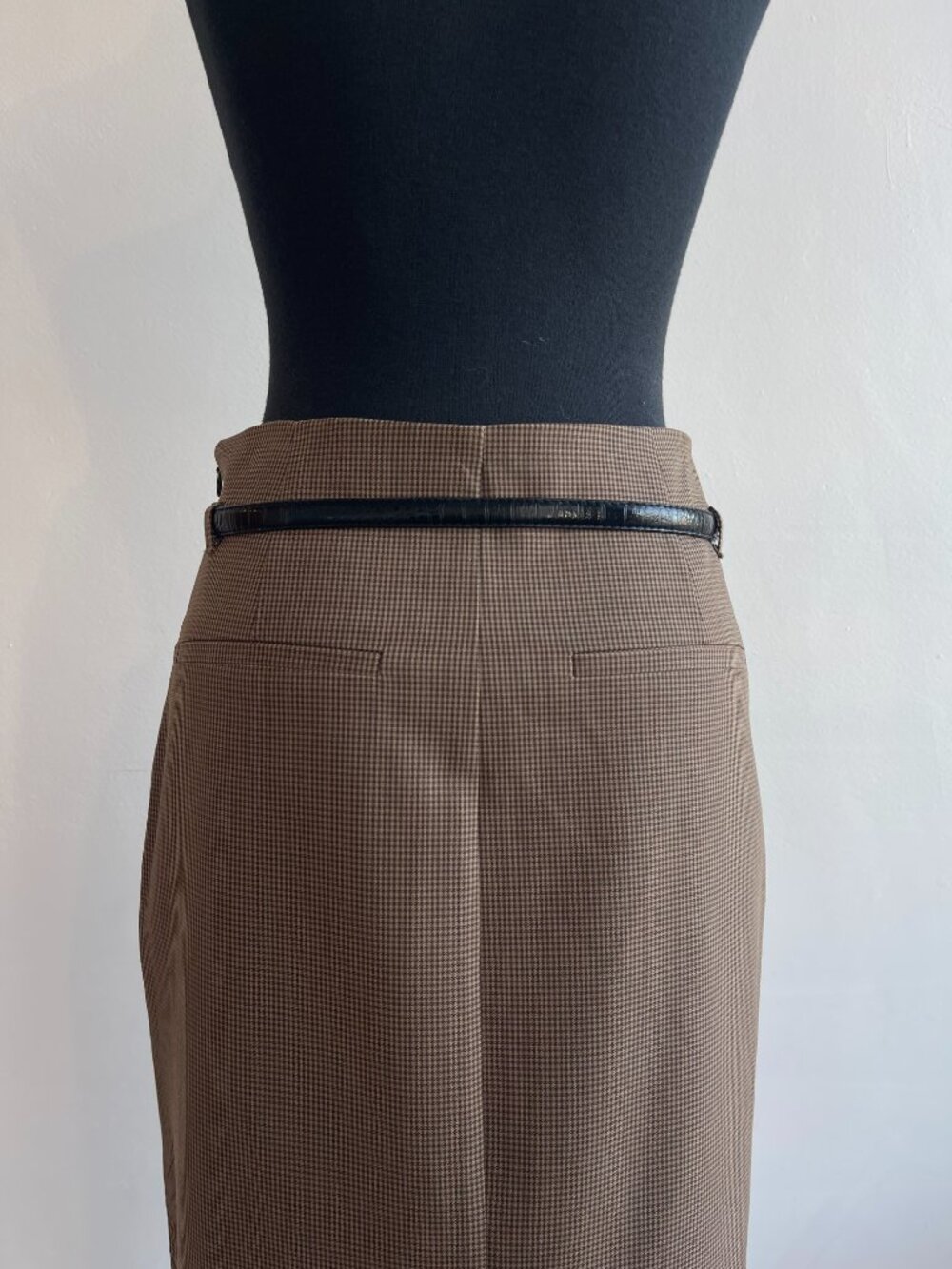 Zara Checkered Plaid Pencil Skirt with Belt - Picture 5 of 6